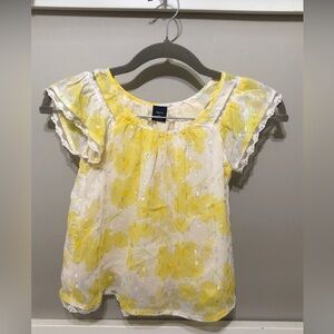 Gap Kids chiffon yellow and white sparkly blouse